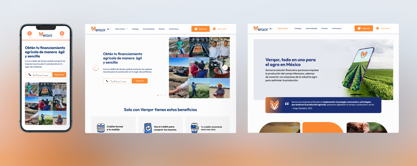 Verqor Capital sitio web responsive para financiamiento agrícola